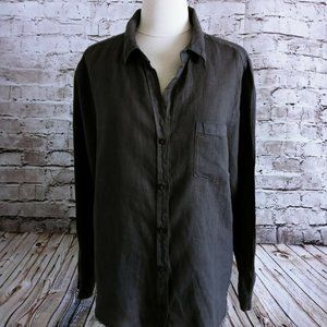 Cloth & Stone Linen Shirt Size Large Gray Long Sleeve Button Front